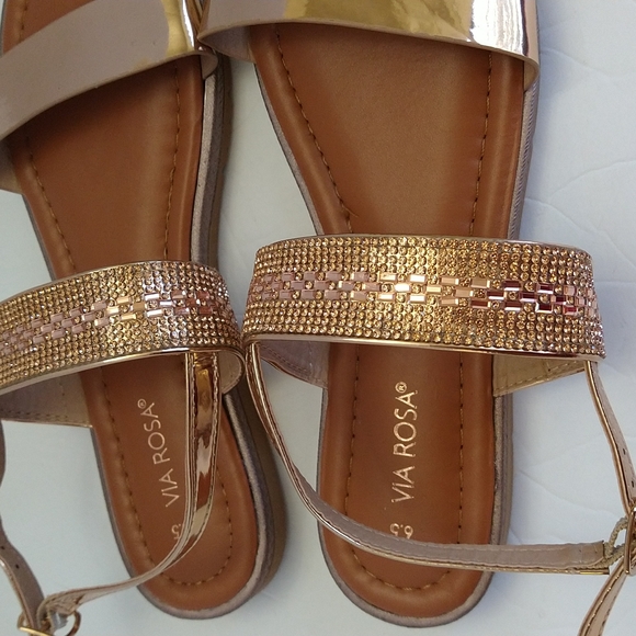 Rose gold strap flats sandals size 6.5. - Picture 7 of 8